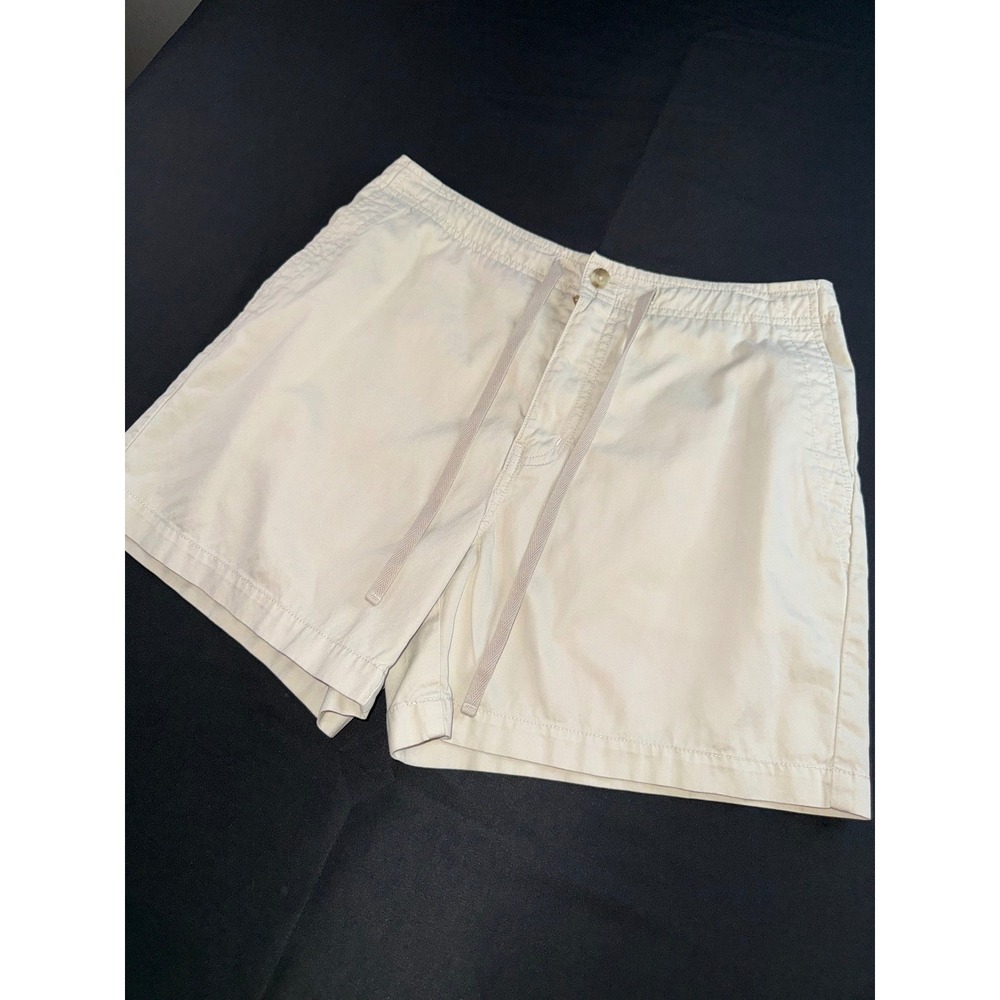 Eddie Bauer Womens Beige Cotton Twill Drawstring Utility Shorts Size 10 Hiking